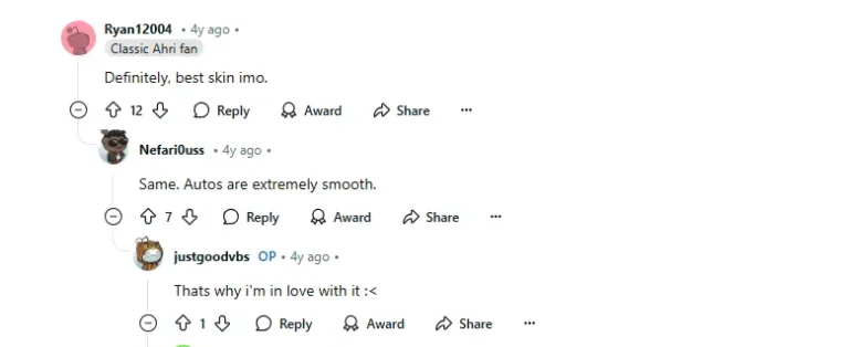 comment about spiritnblossom ahri on reddit