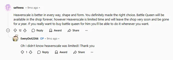 community about heavenscale skins